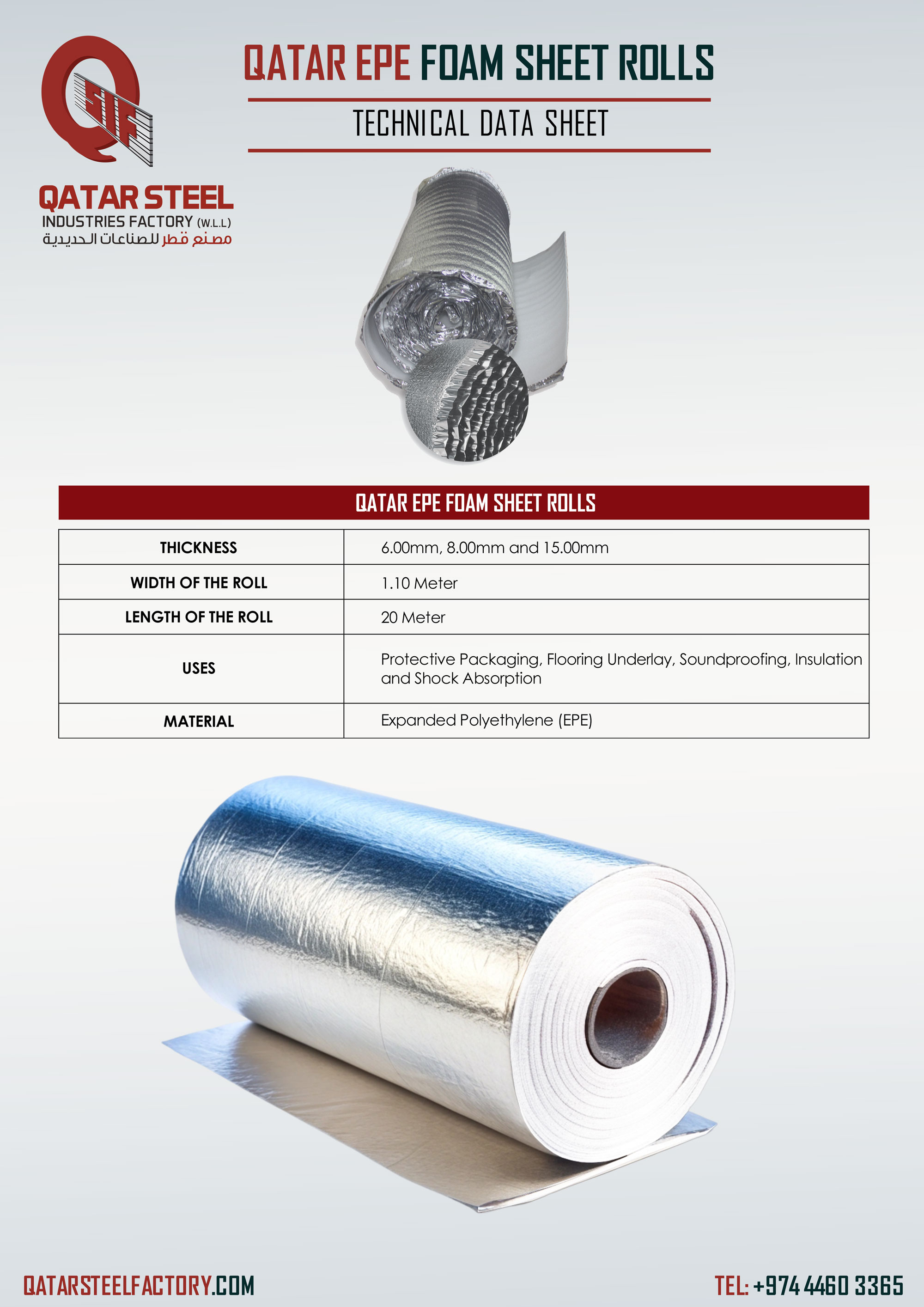 Qatar EPE Foam Sheet Rolls by Qatar Steel Factory