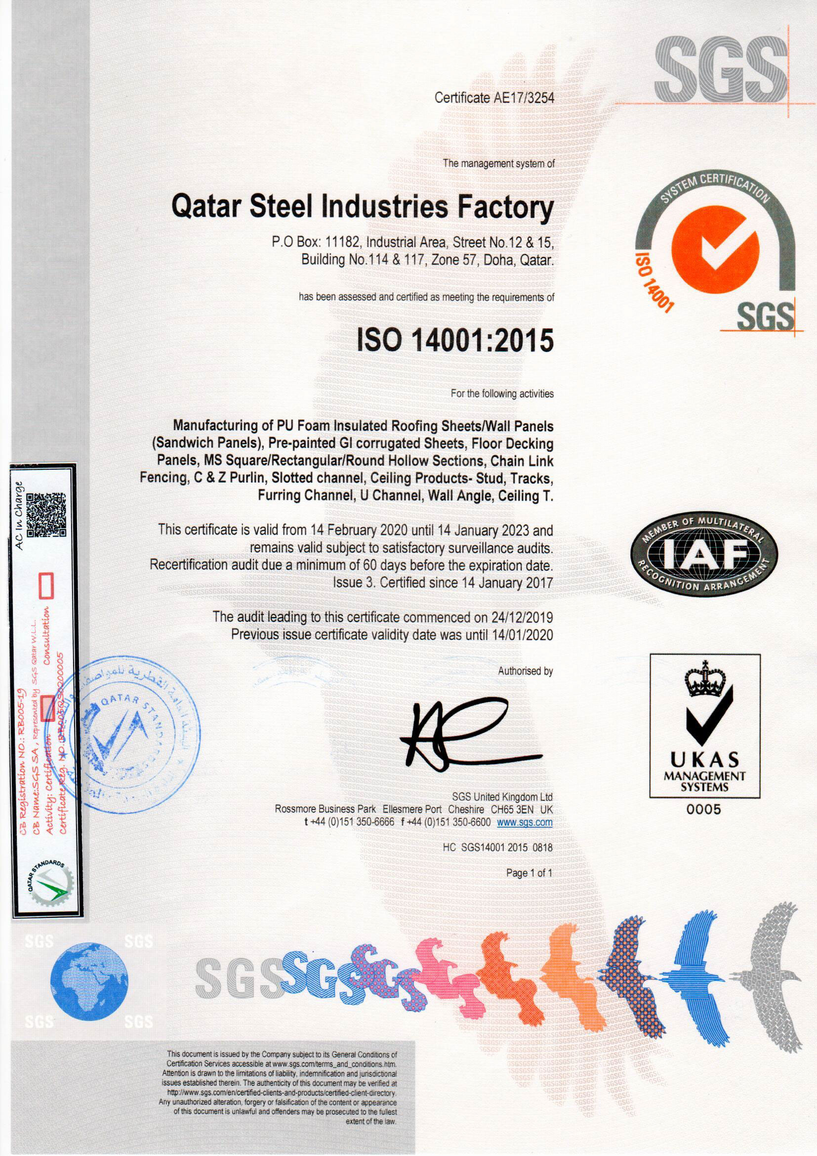 Quality Certification ISO-14001-2015